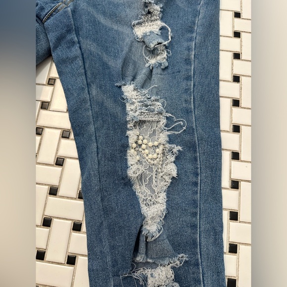 VENUS Blue Distressed Skinny Jeans - Picture 4 of 8